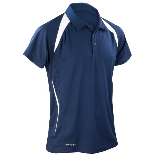 Spiro Herren Sport Polo-Shirt Team Spirit Performance (XLarge) (Marineblau/WeiÃŸ) von Spiro