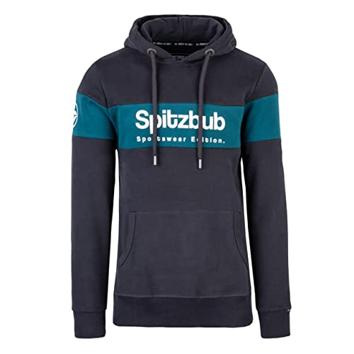 Spitzbub Herren Hoodie Kapuzenpullover in Dunkelgrau/Petrol (3XL) von Spitzbub