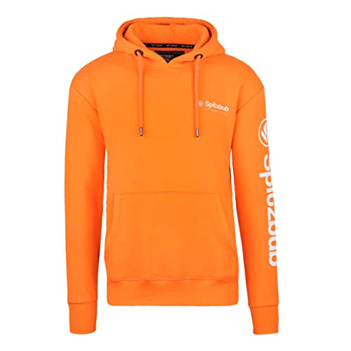 Spitzbub Herren Hoodie Pullover mit Kapuze Kapuzenpullover Sportshoodie mit Ärmelprint in Orange (S) von Spitzbub