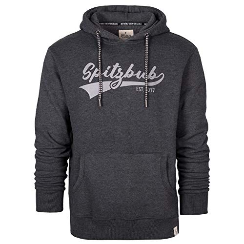 Spitzbub Herren Hoodie Pullover mit Kapuze Sweatshirt Kapuzenpullover Emil Dunkelgrau (L) von Spitzbub