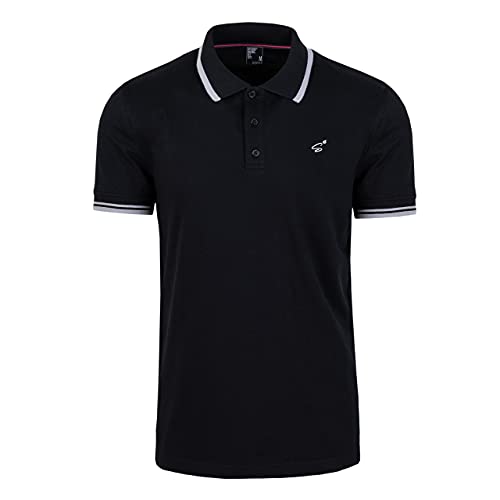 Spitzbub Herren Poloshirt Polohemd mit Stick minimalStreet in Schwarz mit Streifen (S, Schwarz) von Spitzbub