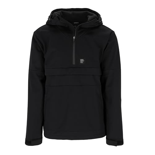 Spitzbub Herren Softshelljacke – Halfzip – Fleece-Futter Wasserabweisend & Winddicht – Verstellbare Kapuze – Schwarz mit dezenten Logos (DE/NL/SE/PL, Alphanumerisch, XL, Regular, Regular, Schwarz) von Spitzbub