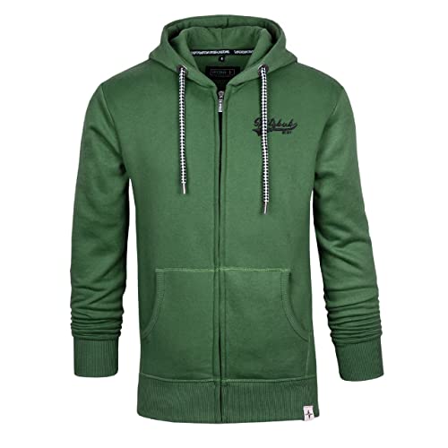 Spitzbub Herren Sweatjacke Hooded Zip mit Kapuze Kapuzenpullover Retro-Look in Dunkelgrün in Grün (S) von Spitzbub