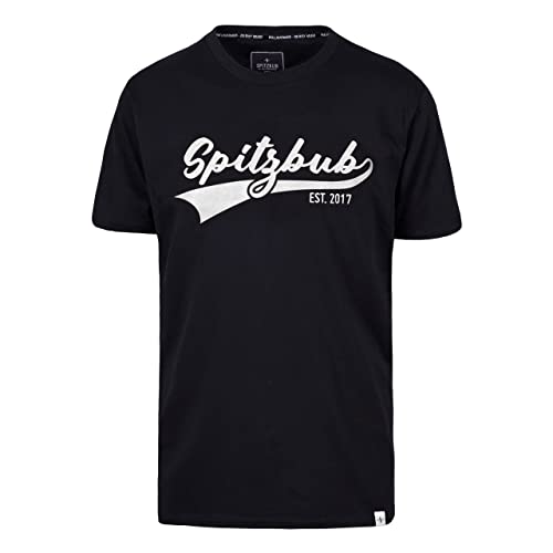 Spitzbub Herren T-Shirt Shirt mit Print oder Stick Retro-Design in Schwarz (as3, Alpha, m, Regular, Regular, M) von Spitzbub