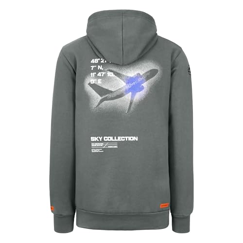 Spitzbub Hoodie Grau – Unisex Kapuzenpullover mit blau-weißem Print | Kleiner Frontprint, großer Rückendruck, gesticktes Patch & Label (DE/NL/SE/PL, Alphanumerisch, XL, Regular, Regular) von Spitzbub