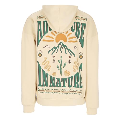 Spitzbub Oversized Hoodie Beige Glow – Kapuzenpullover mit großem Rückenprint & dezentem Frontprint in Beige (DE/NL/SE/PL, Alphanumerisch, L, Regular, Regular) von Spitzbub