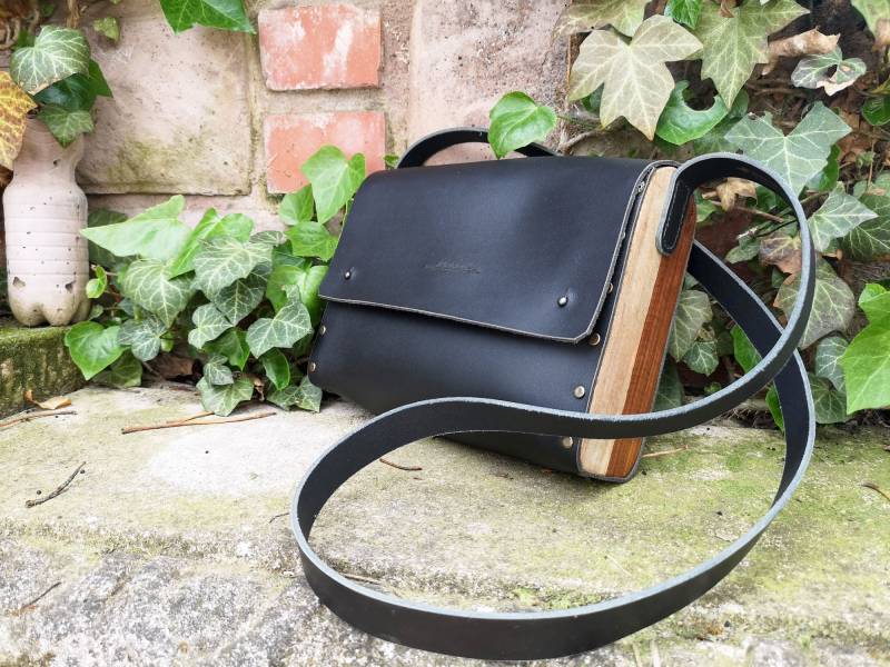 Handtasche Leder Holz Umhängetasche Nach Maß Ledertasche Handgefertigt Geschenk Freundin Tasche Frau von SpitzstockDE