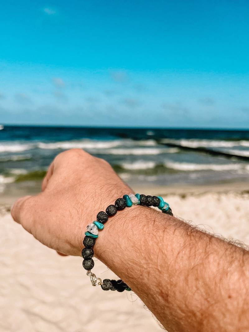 Surfer Armband Boho Schmuck Lava Türkis Western Country Stil Mondstein 925Er Silber von SpitzstockDE