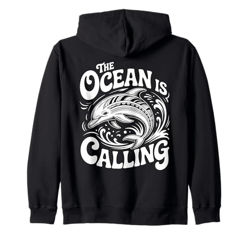Niedliches Delfin-Ozean-Tier-Design für Kinder und Erwachsene Kapuzenjacke von Splashing Sea Creatures Merchandise for Ocean