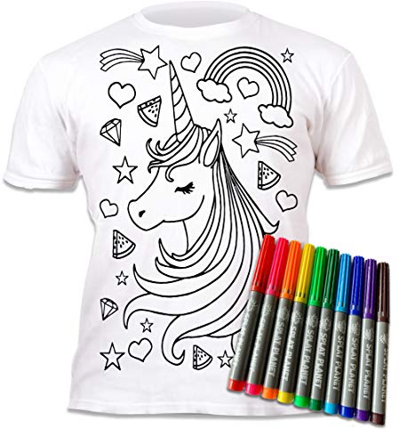 Splat Planet Einhornstern T-Shirt - Magisches Shirt Zum Ausmalen Mit 10 Ungiftigen, Waschbaren Zauberstiften - Färben, Waschen Und Wieder Ausmalen (5-6 Jahre) von Splat Planet