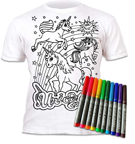 Splat Planet Einhorn-T-Shirt-Malvorlagen mit 10 ungiftigen, waschbaren Zauberstiften – färben Sie Ihr eigenes T-Shirt, färben und auswaschen und erneut färben Kindergeburtstag (3-4 Years) von Splat Planet