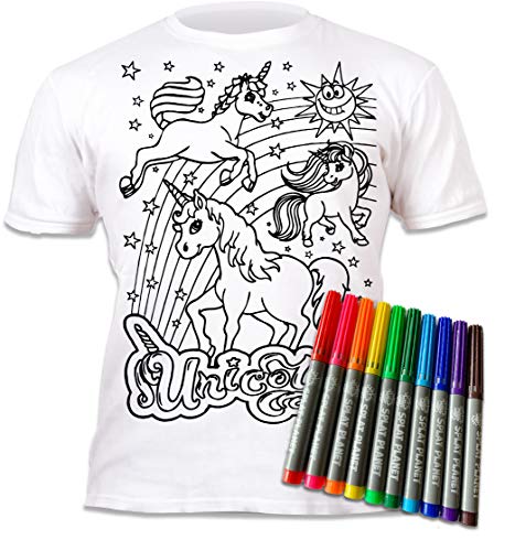 Splat Planet Einhorn-T-Shirt-Malvorlagen mit 10 ungiftigen, waschbaren Zauberstiften – färben Sie Ihr eigenes T-Shirt, färben und auswaschen und erneut färben Kindergeburtstag (7-8 Years) von Splat Planet