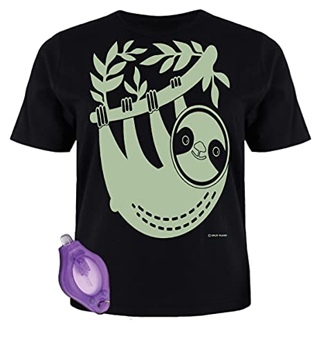 Splat Planet - Faultier Zauber Kreativ Im Dunkeln Leuchten T-Shirt Mit Uv Glow Pen Taschenlampe Für Kinde (5-6 Years) von Splat Planet