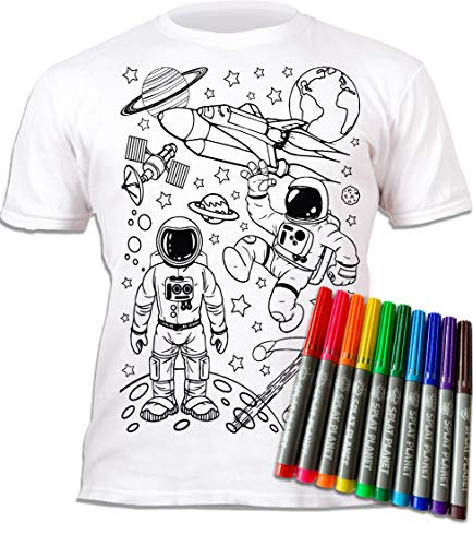 Splat Planet Weltraum Astronaut Und Rakete T-Shirt Malvorlagen Mit 10 Ungiftigen, Waschbaren Zauberstiften – Färben Sie Ihr Eigenes T-Shirt, Färben Und Auswaschen Und Erneut Färben (7-8 Years) von Splat Planet