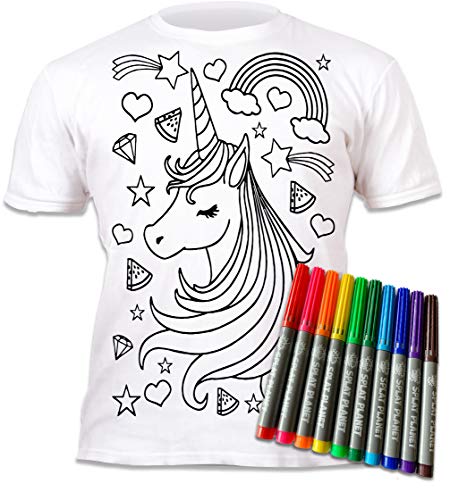 Splat Planet Einhornstern T-Shirt Magisches T-Shirt Zum Ausmalen Mit 10 Ungiftigen, Waschbaren Zauberstiften – Färben Sie Ihr T-Shirt, Färben Und Waschen Sie Es Weg Und Wieder EIN (12-13 Years) von Splat Planet