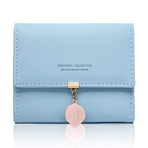 Geldbeutel Damen, Kleine Portemonnaie Multi Slots, PU Leder Brieftasche, Schlanke Kartenhalter Mini Geldbörse Für Frauen Mädchen Kinder Blau von Spldsun