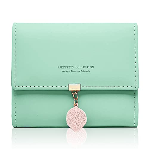 Geldbeutel Damen, Kleine Portemonnaie Multi Slots, PU Leder Brieftasche, Schlanke Kartenhalter Mini Geldbörse Für Frauen Mädchen Kinder (Grün) von Spldsun