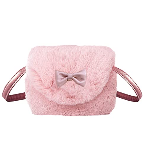 Mini-Handtasche Kinder, Plüsch Kleine Umhängetasche, Handtasche Plüsch Mädchen, für Kinder Alter von 3-5 Jahren Geeignet, Aufbewahrung von Schlüsseln, Taschentüchern, Masken, Karten (Rosa) von Spldsun