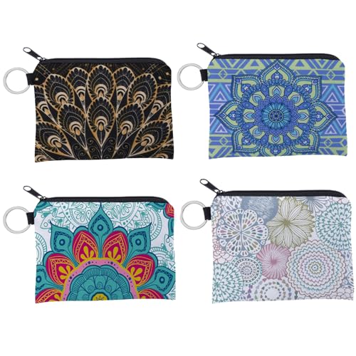 Spldsun 4 Stück Mini Geldbeutel, Mini Print Canvas Purse, Kleiner Beutel Mit ReißVerschluss, für Die Aufbewahrung Von Kleingeld, MüNzen Oder Kosmetika（12 X 9.5cm） von Spldsun