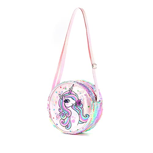 Spldsun Einhorn Handtasche Mädchen, Rosa Brustbeutel Kinder Mädchen, Verstellbarem Gurt Geldbeutel Kinder Kinderrucksack Mädchen, Wird verwendet, um Kleingeld und Kleine Gegenstände Aufzubewahren von Spldsun