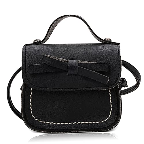 Spldsun Katze CrossBody Messenger Bag, Kinder Mini Münztasche Geldbörse, Kinderhandtasche mit Krawatte, für Kinder von 1-3 Jahren (Schwarz) von Spldsun