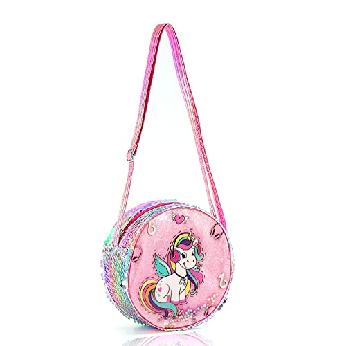 Spldsun Rosa Messenger Bag Mädchen, Rosa Messenger Bag Kinder, Verstellbarem Gurt Geldbeutel, für Kindergarten, Schule, Park, Reisen, Party von Spldsun