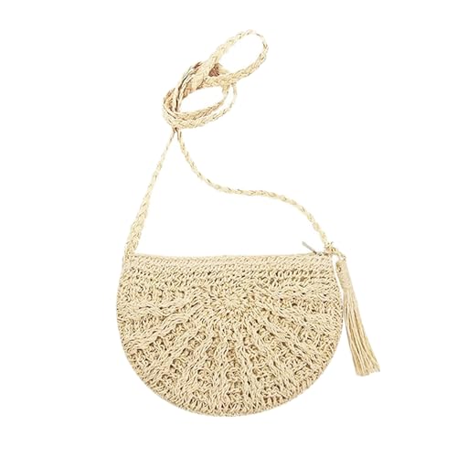 Spldsun Strohtasche Umhängetasche Damen, Retro Klein Stroh Crossbody, Tasche mit Quaster Schultertasche, Sommer Strandtasche von Spldsun