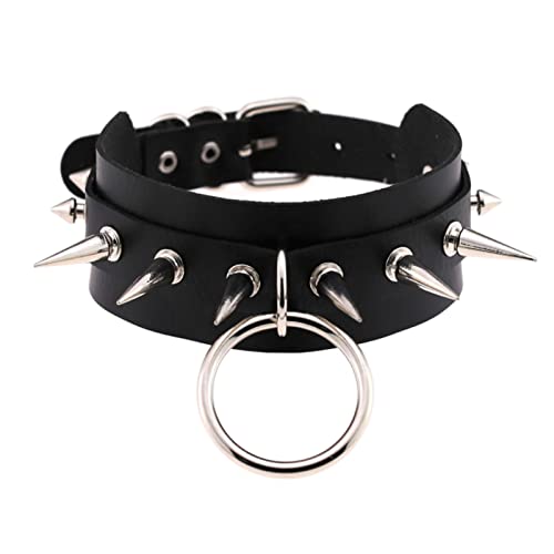 Spldsun Punk O Halskette, PU Leder Schlüsselbeinkette, Choker Gothic,Punk Spiked Verstellbare Punkrock Halskette Geschenk für Freundin Tochter von Spldsun