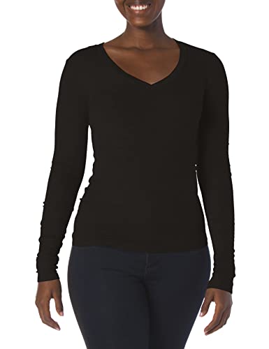 Splendid Damen Long Sleeve Rib Shirt Hemd, schwarz, X-Groß von Splendid