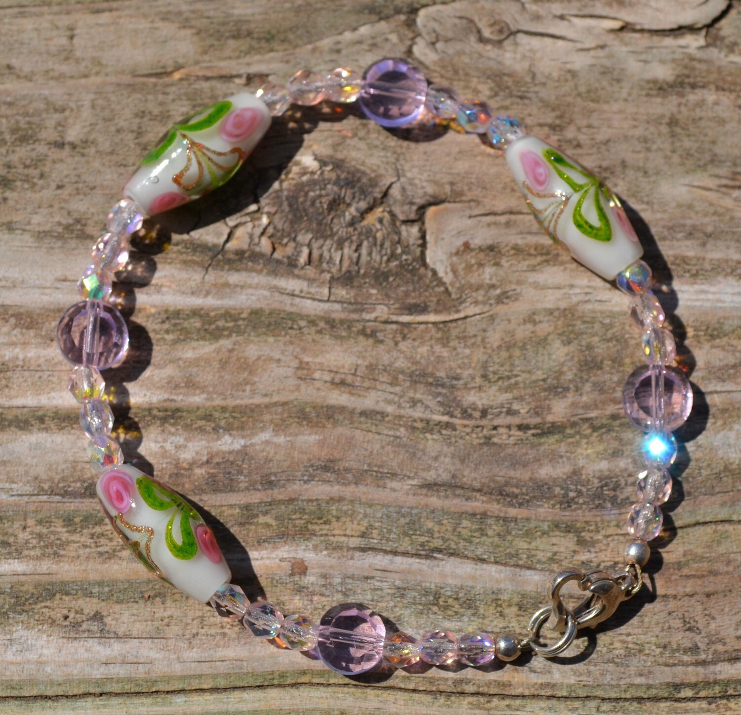 Rose Lampwork Armband - Perlen, Swarovski Kristalle Und Sterling Silber Tea Time Von Splendorvendor Rose Lampwork Armband - Perlen, Swarovski Kristalle Und Sterling Silber Tea Time Von Splendorvendor von SplendorVendor
