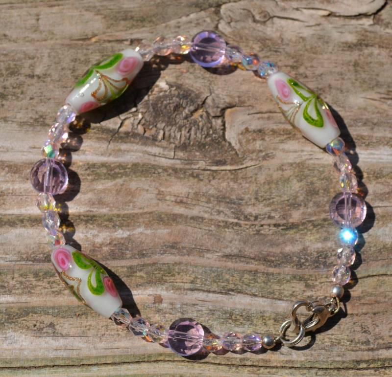 Rose Lampwork Armband - Perlen, Swarovski Kristalle Und Sterling Silber Tea Time Von Splendorvendor Rose Lampwork Armband - Perlen, Swarovski Kristalle Und Sterling Silber Tea Time Von Splendorvendor von SplendorVendor