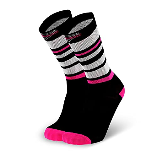 Splends Lauf socken Crazy Stripes Schwarz Unisex, Damen & Herren - ideale Weihnachtssocken für Kinder Frauen oder Männer in bunt 39-42 (39) von Splends