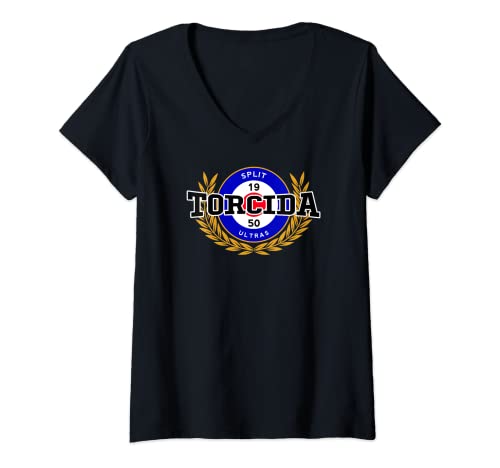 Damen TORCIDA Split 1950 Stolzer kroatischer Ultra Hrvatska Flagge T-Shirt mit V-Ausschnitt Damen TORCIDA Split 1950 Stolzer kroatischer Ultra Hrvatska Flagge T-Shirt mit V-Ausschnitt von Split Kroatien Ultra Stolz Tee Shirt Unternehmen