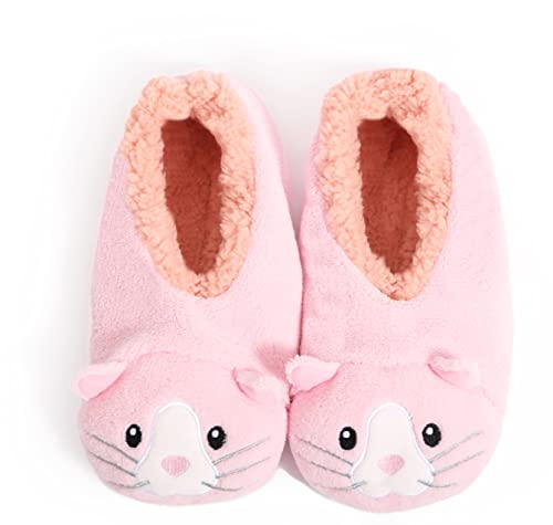 Splosh Hausschuhe Damen Tier Katze Groß - Maschinenwaschbar - Rutschfeste Sohlen - Perfekt für Muttertag von Splosh