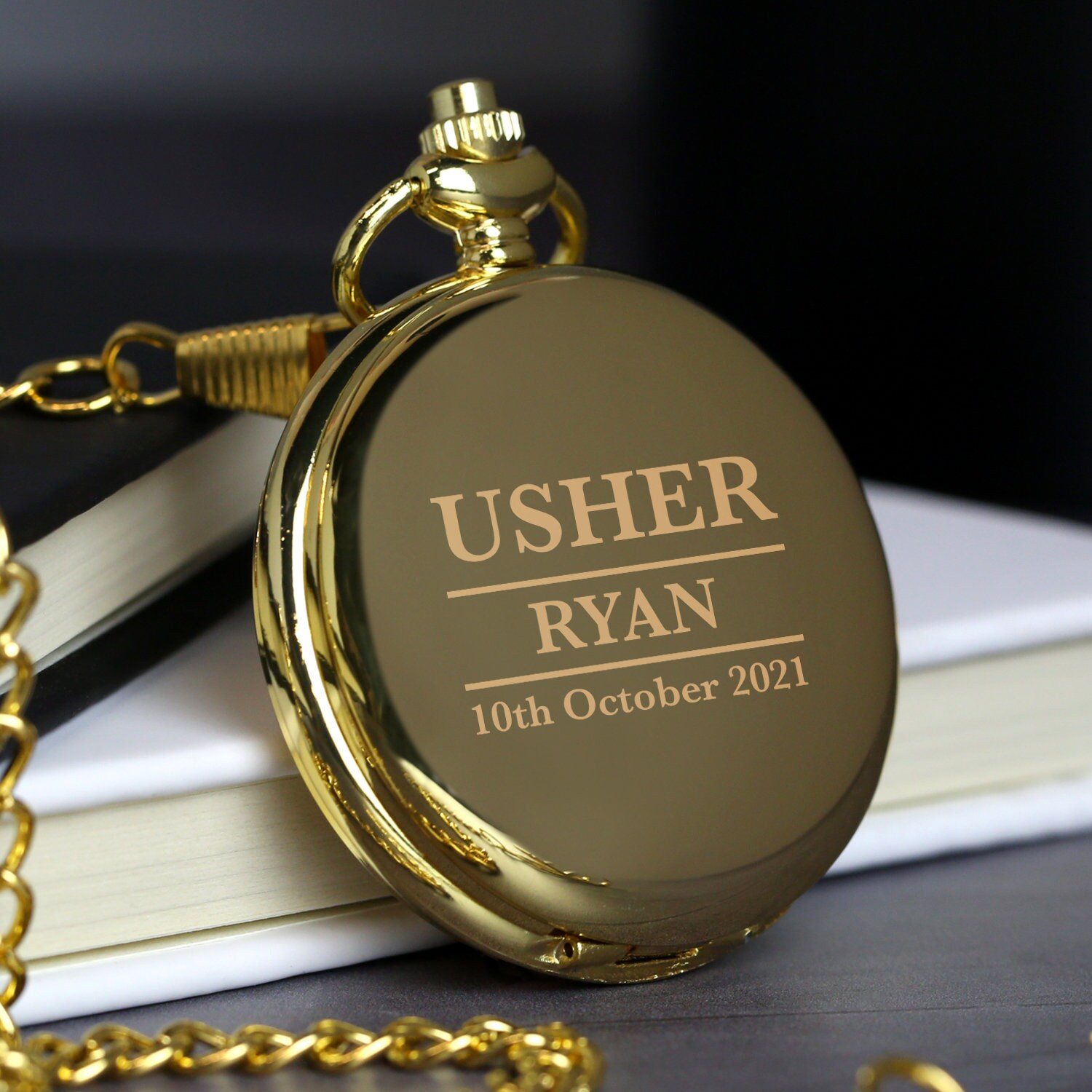 Gravur Usher Gold Taschenanhänger Uhr Geschenke Ideen Für Männer Ihn Hochzeiten Token Dankeschöne von SpokenGifts