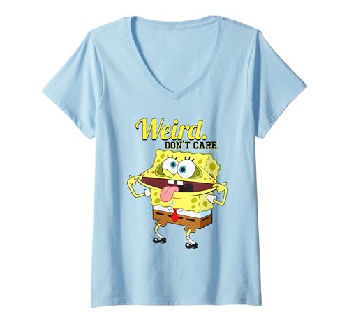Damen Spongebob Schwammkopf Strange Style Don't Care Retro Artwork T-Shirt mit V-Ausschnitt Damen Spongebob Schwammkopf Strange Style Don't Care Retro Artwork T-Shirt mit V-Ausschnitt von Sponge Bob Square Pants