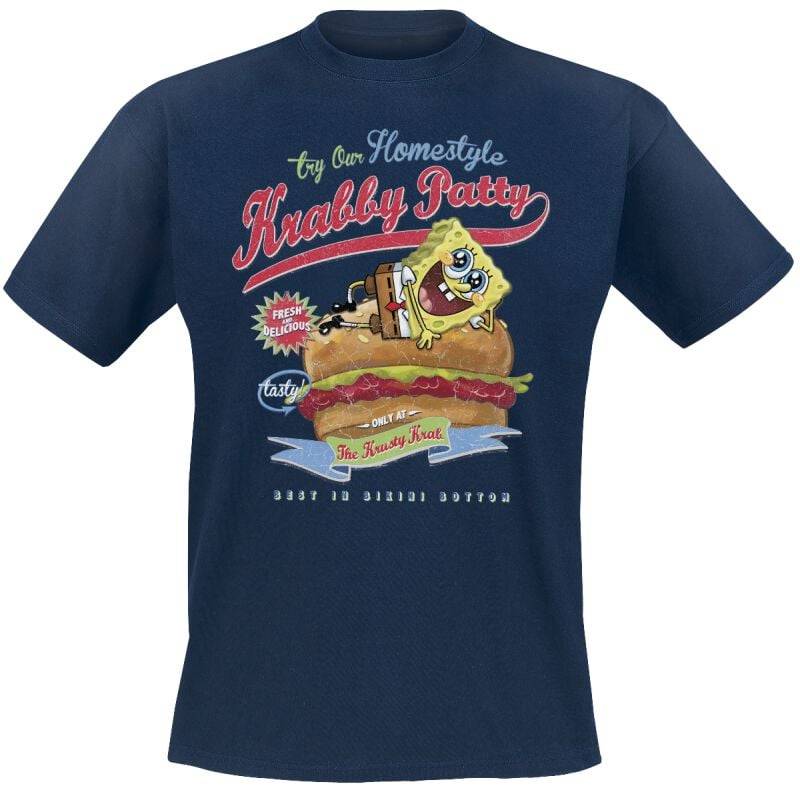 SpongeBob Schwammkopf Homestyle Krabby Patty T-Shirt navy in S von SpongeBob Schwammkopf