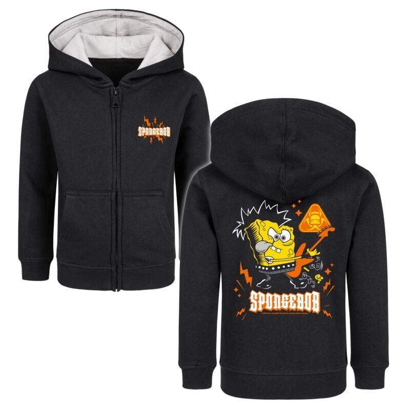 SpongeBob Schwammkopf Metal-Kids - Spongebob - Gitarre Kinder-Kapuzenjacke schwarz in 92 von SpongeBob Schwammkopf