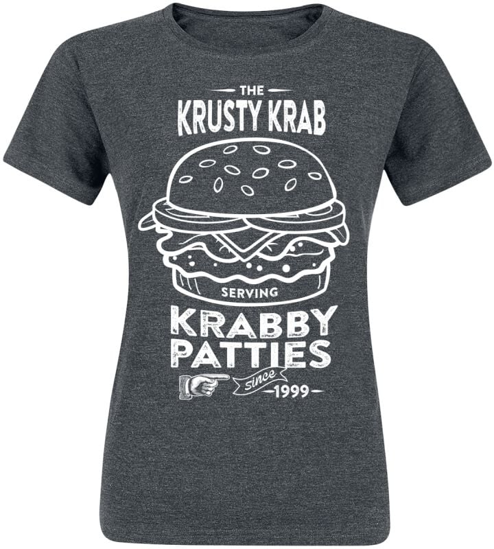 SpongeBob Schwammkopf T-Shirt - The Krusty Krab Serving Krabby Patties - M bis XXL - für Damen - Größe XXL - dunkelgrau meliert  - Lizenzierter von SpongeBob Schwammkopf
