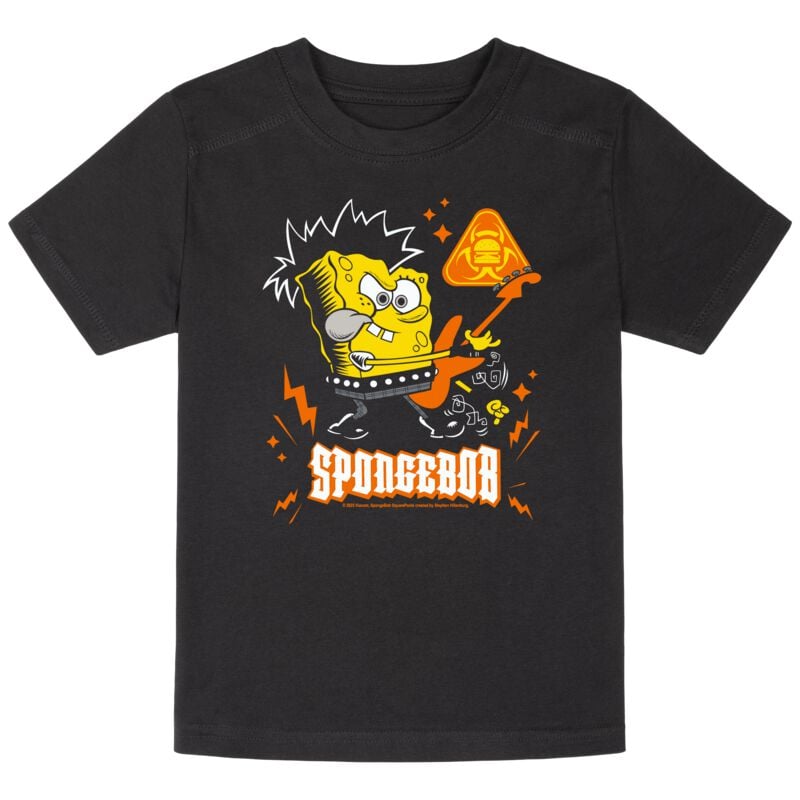 SpongeBob Schwammkopf T-Shirt für Kinder - Metal-Kids - Spongebob - Gitarre - für Mädchen & Jungen - schwarz  - Lizenzierter Fanartikel von SpongeBob Schwammkopf