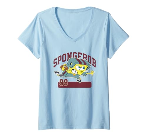 Damen Spongebob Squarepants American Football Sport T-Shirt mit V-Ausschnitt von SpongeBob SquarePants
