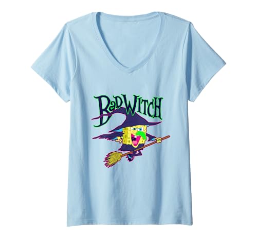 Damen Spongebob Squarepants Bad Witch Funny T-Shirt mit V-Ausschnitt von SpongeBob SquarePants