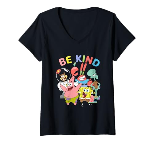 Damen Spongebob Squarepants Be Kind Squad T-Shirt mit V-Ausschnitt von SpongeBob SquarePants