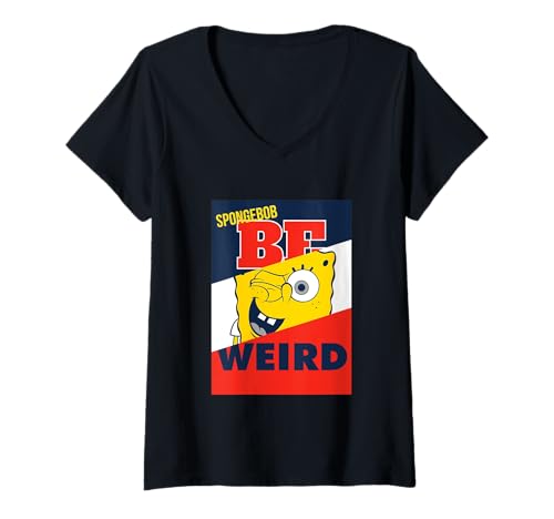 Damen Spongebob Squarepants Be Weird Wink T-Shirt mit V-Ausschnitt von SpongeBob SquarePants