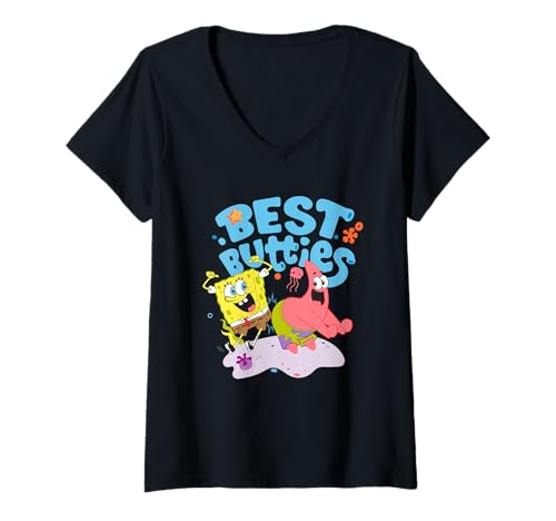 Damen Spongebob Squarepants Best Butties T-Shirt mit V-Ausschnitt von SPONGEBOB SQUAREPANTS