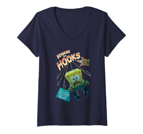 Damen Spongebob Squarepants Beware The Hooks T-Shirt mit V-Ausschnitt von SpongeBob SquarePants