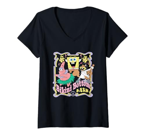 Damen Spongebob Squarepants Bikini Bottom Bash T-Shirt mit V-Ausschnitt von SpongeBob SquarePants