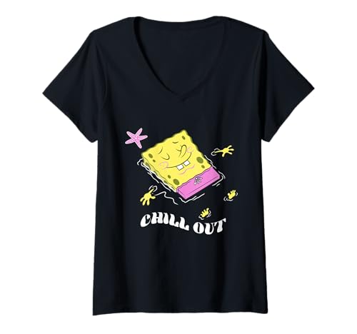 Damen Spongebob Squarepants Chill Out Starfish T-Shirt mit V-Ausschnitt von SpongeBob SquarePants