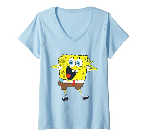 Damen Spongebob Squarepants Classic Funny Pose T-Shirt mit V-Ausschnitt von SpongeBob SquarePants