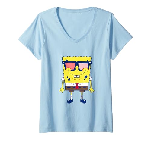 Damen Spongebob Squarepants Cool Sunglasses T-Shirt mit V-Ausschnitt von SpongeBob SquarePants